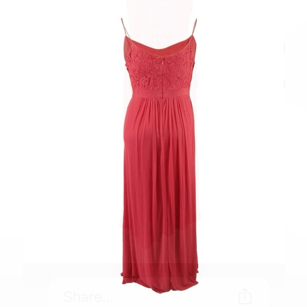 Adrianna Papell Women’s Spaghetti-Strap Lace Formal Prom Gown in French Coral - Picture 2 of 6